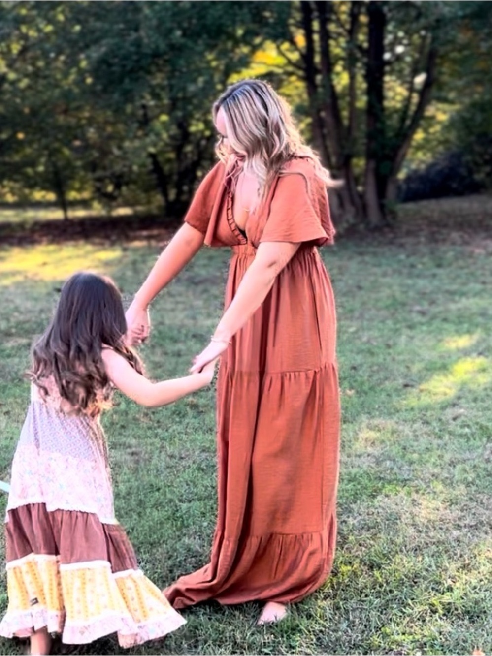 Wishlist Deep V Rust-Orange Maxi Dress